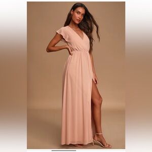Lulu's Lost In The Moment Maxi Dress Blush Pink Size XL